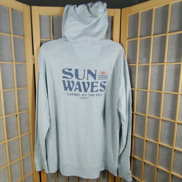 Faherty Malibu Slub Hoodie Blue Oasis Size XL - Picture 2 of 11